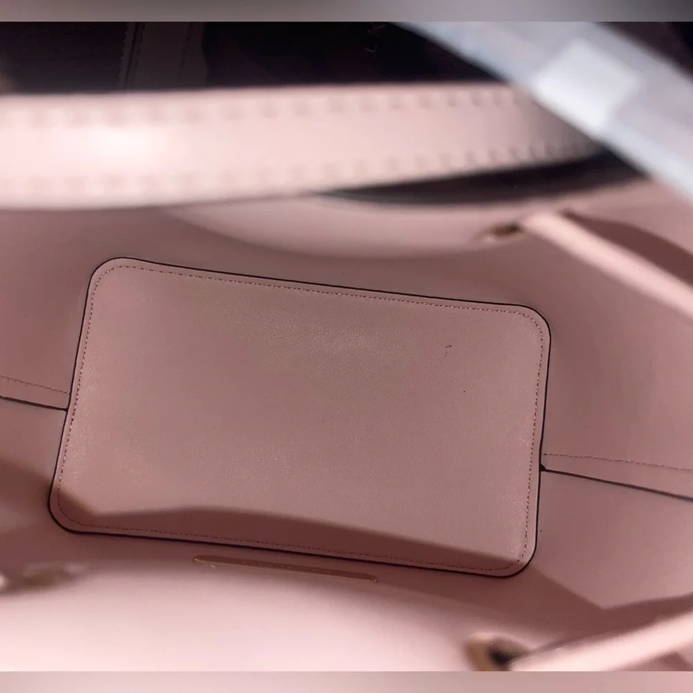 Michael Kors Brown Logo Bucket Bag with Pale Pink Trim